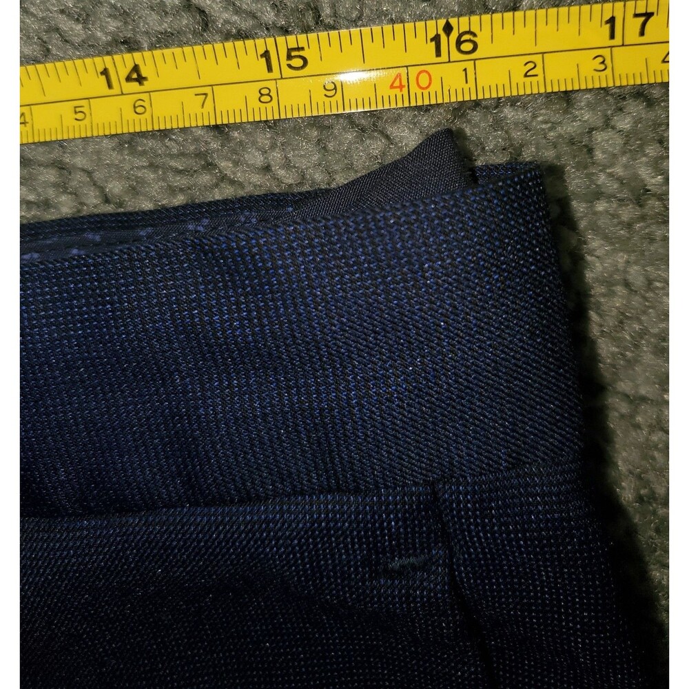 Perry Ellis Mens Dress Pants 32x32 Slim Fit Navy Blue Stretch Flat Front Slacks - Picture 5 of 16